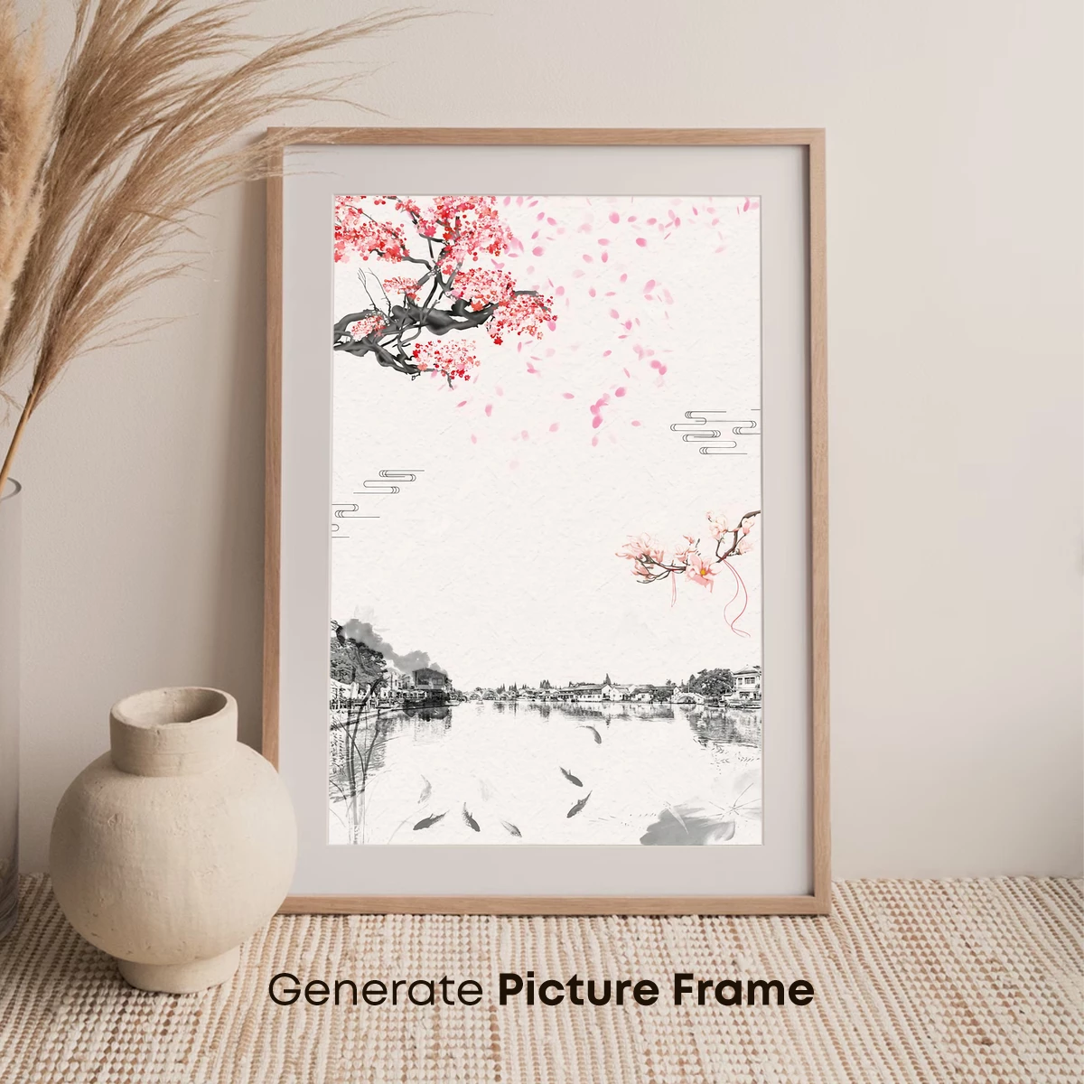 Cherry Blossom Serenity: Watercolor Townscape - Image 7