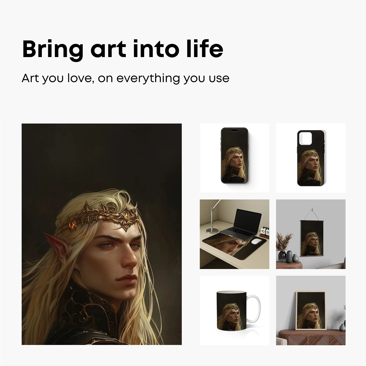 Ethereal Elven Prince: Golden Crown and Mystic Aura - Image 2