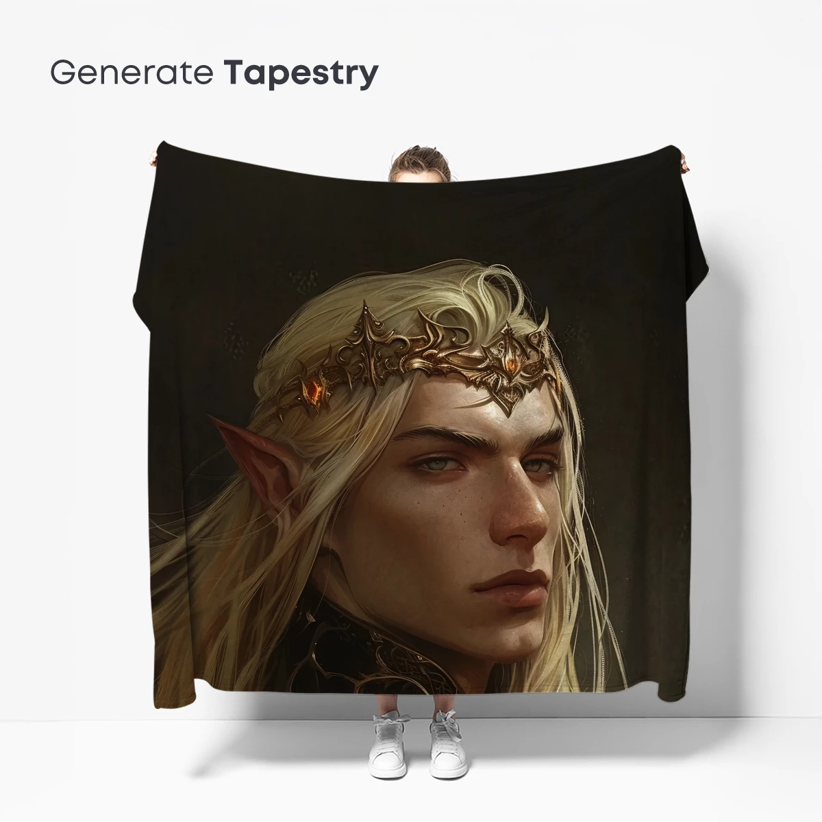 Ethereal Elven Prince: Golden Crown and Mystic Aura - Image 5