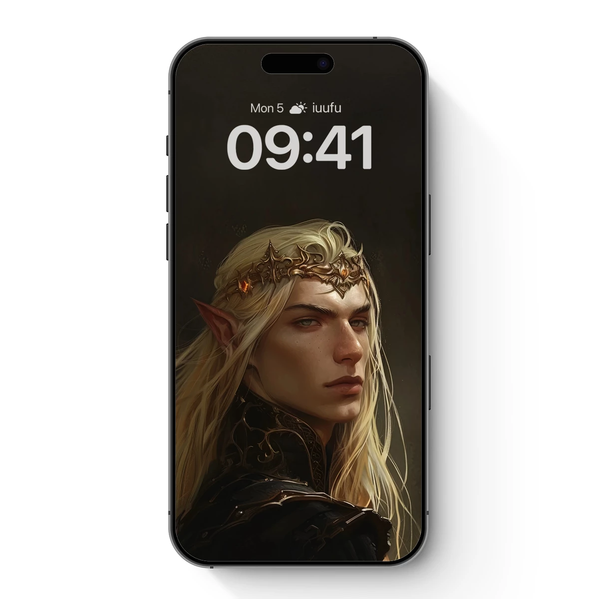 Ethereal Elven Prince: Golden Crown and Mystic Aura