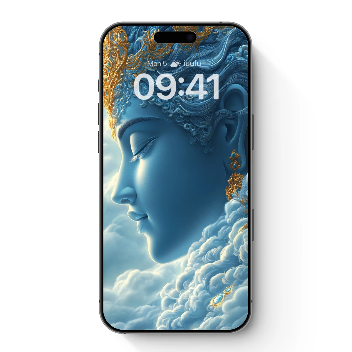 Ethereal Blue Serenity: Divine Profile in Clouds