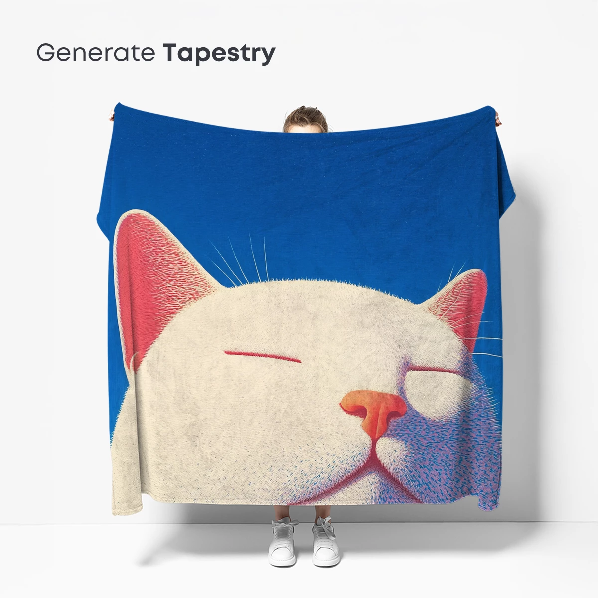 Blissful White Cat Against Azure Sky - Image 5