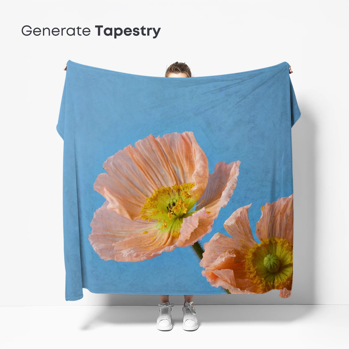 Blush Poppies in Serene Blue - Image 5