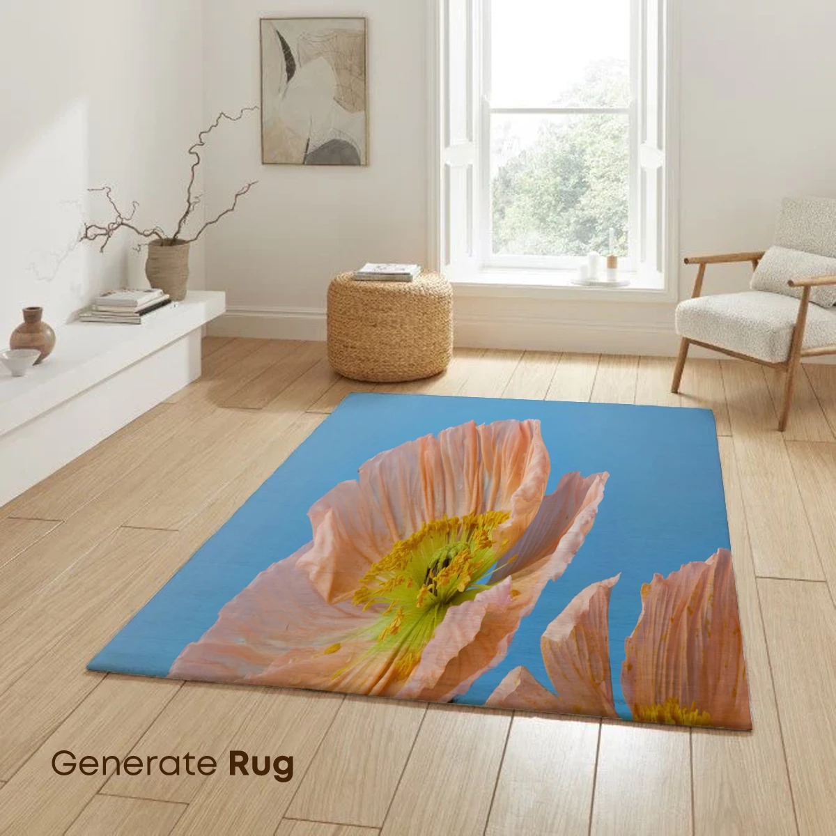 Blush Poppies in Serene Blue - Image 6