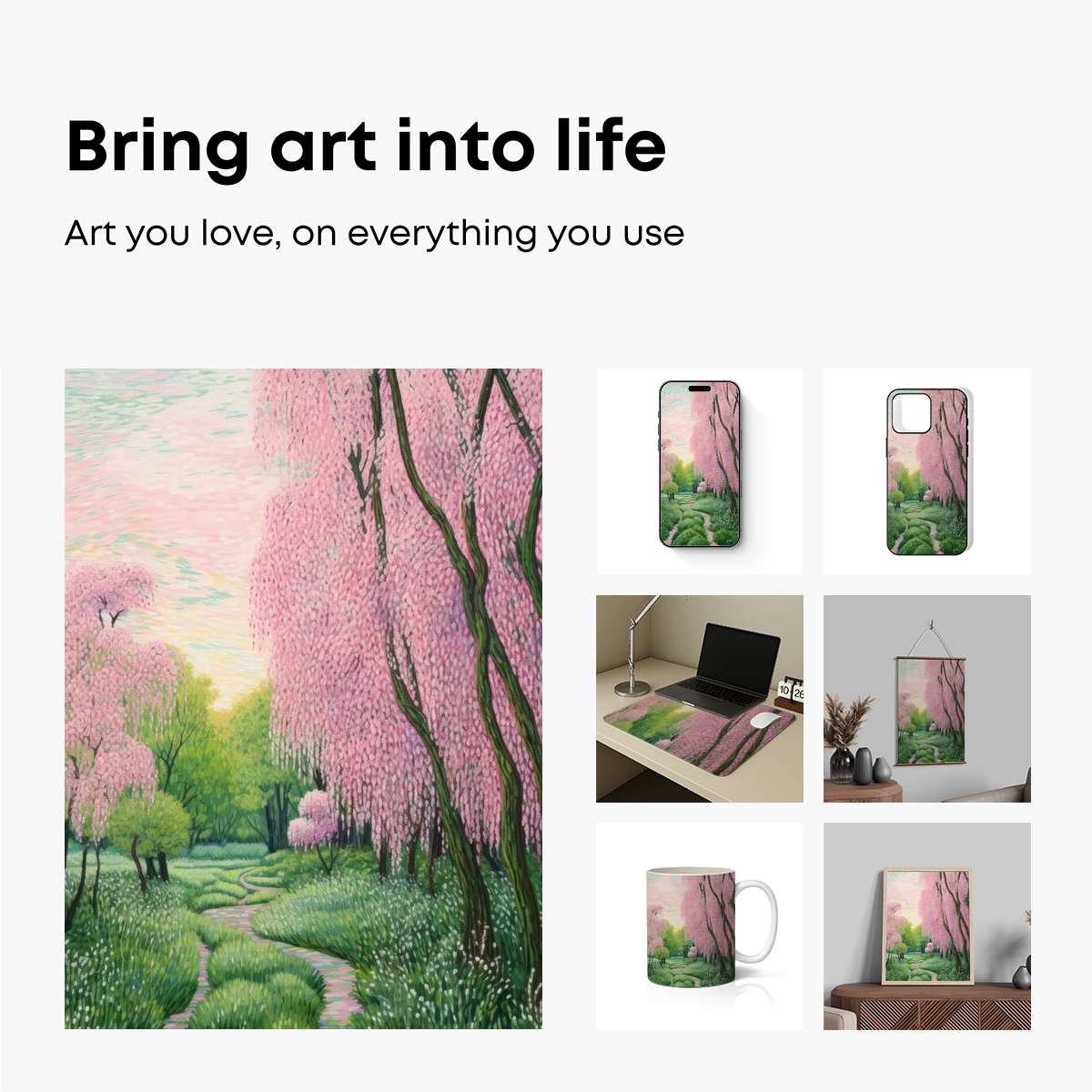 Cherry Blossom Pathway: Impressionist Spring Fantasy - Image 2