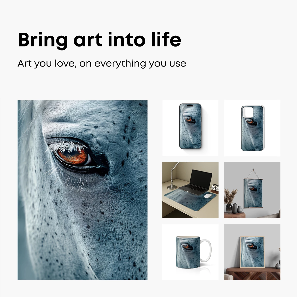 Equine Elegance: Fiery Eye in Frosty Gray - Image 2