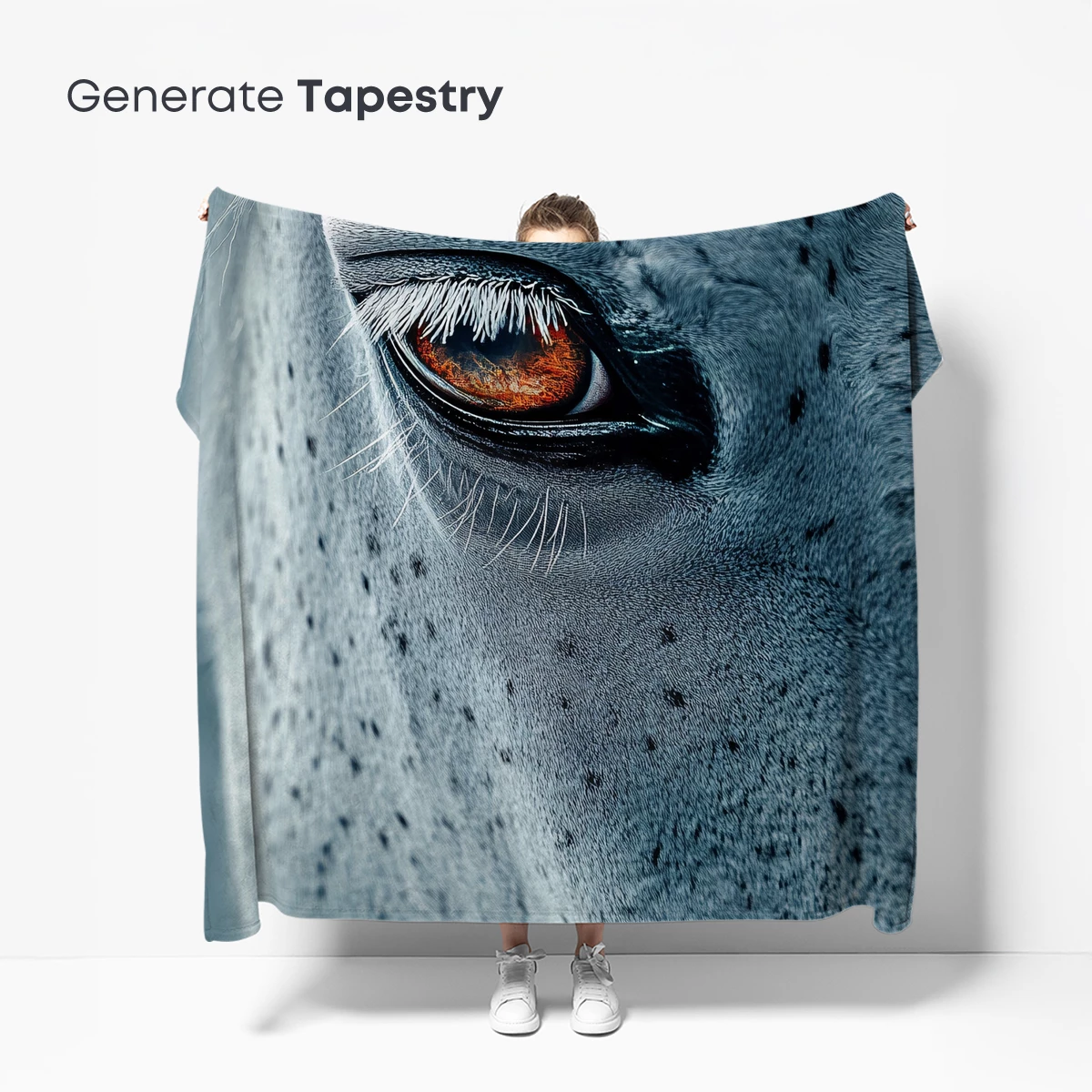 Equine Elegance: Fiery Eye in Frosty Gray - Image 5