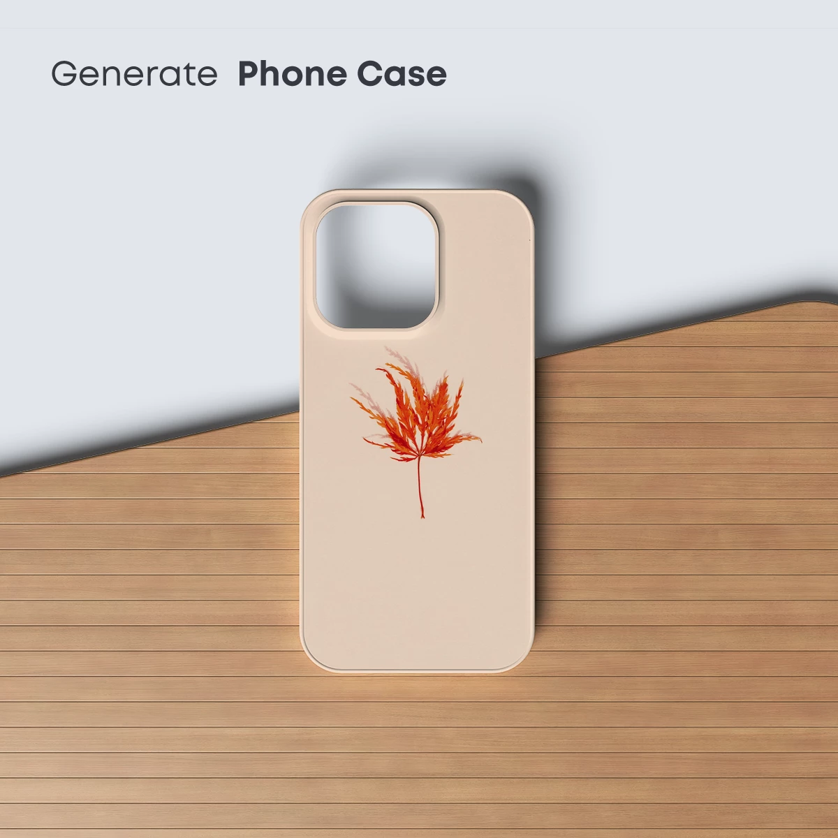 Autumn Ember Leaf: Fiery Orange Against Soft Beige - Image 3