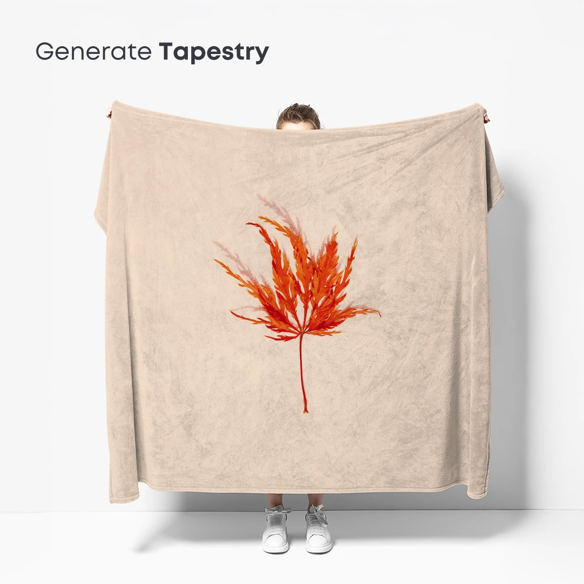 Autumn Ember Leaf: Fiery Orange Against Soft Beige - Image 5
