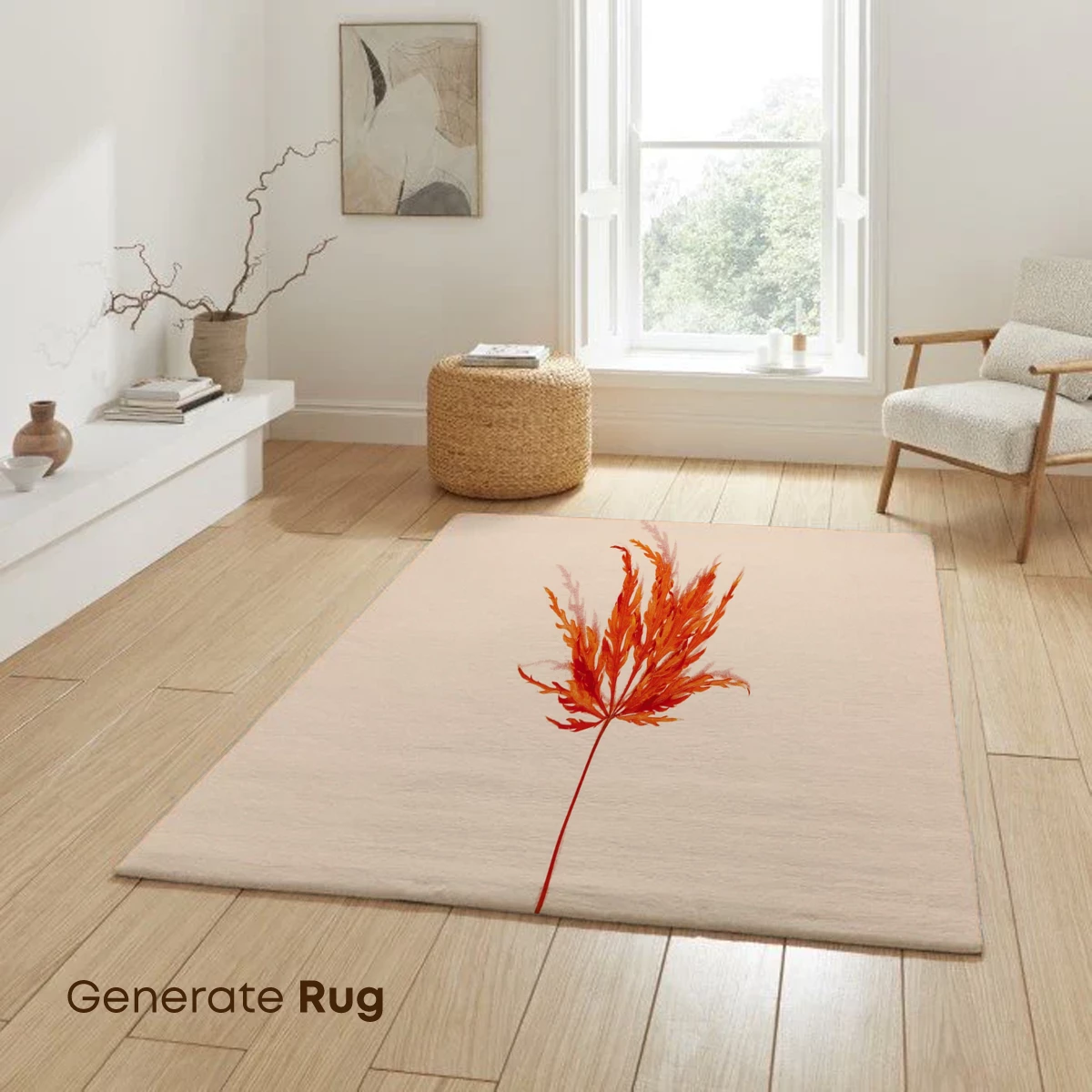 Autumn Ember Leaf: Fiery Orange Against Soft Beige - Image 6