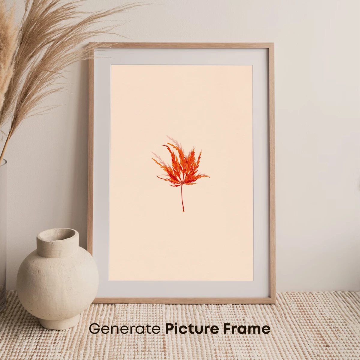 Autumn Ember Leaf: Fiery Orange Against Soft Beige - Image 7