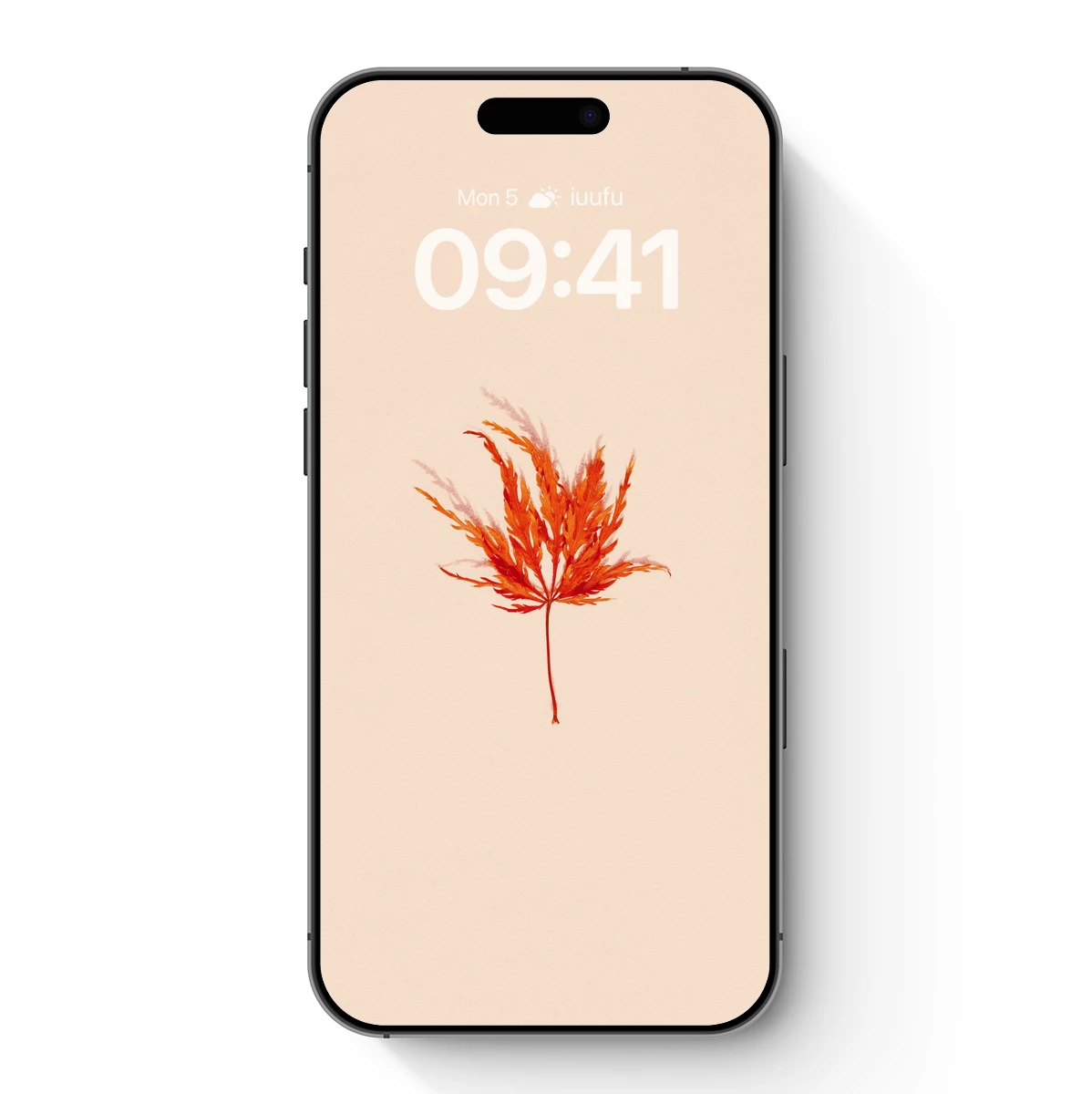 Autumn Ember Leaf: Fiery Orange Against Soft Beige