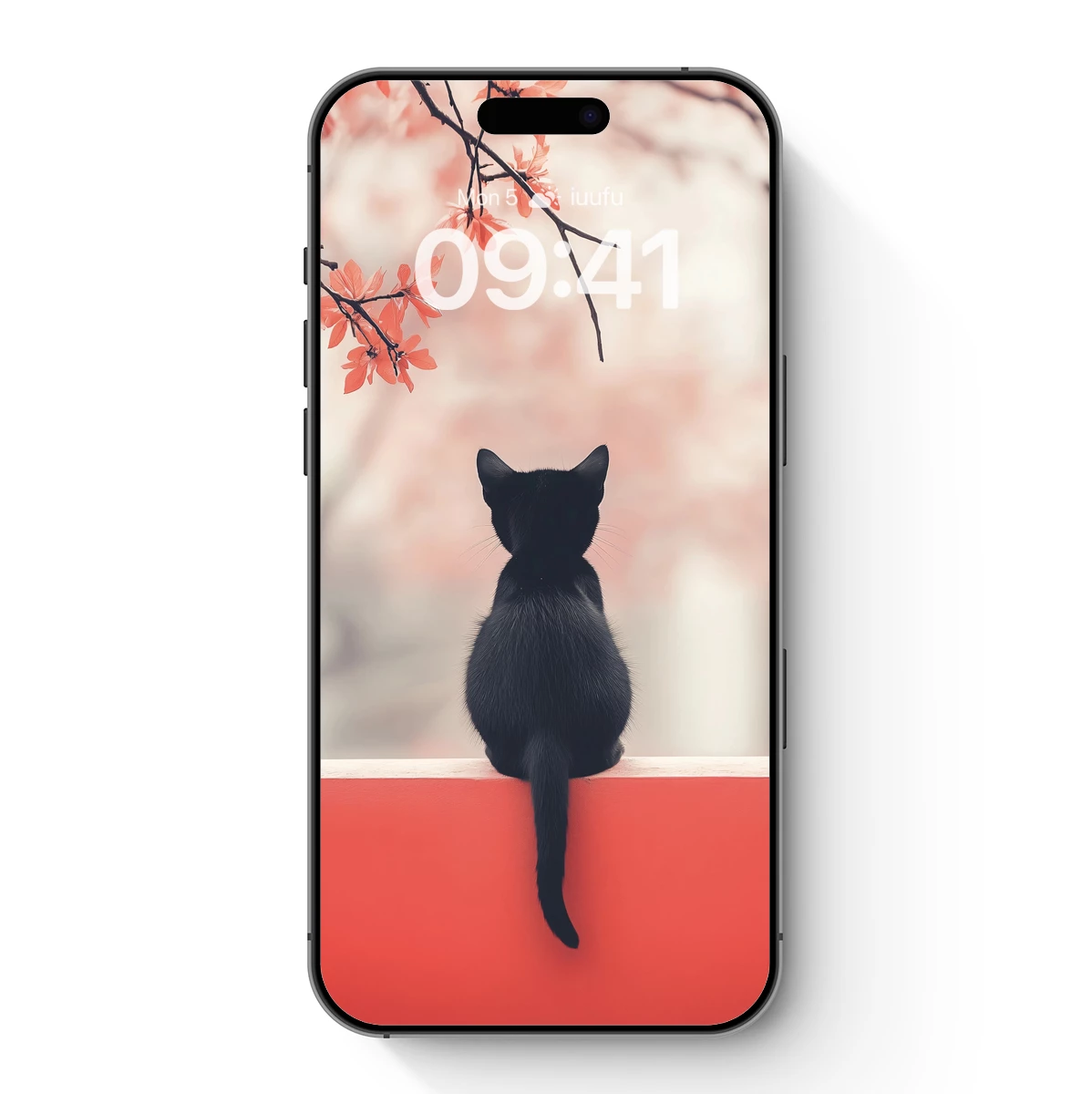 Contemplative Cat Under Autumn Blossoms