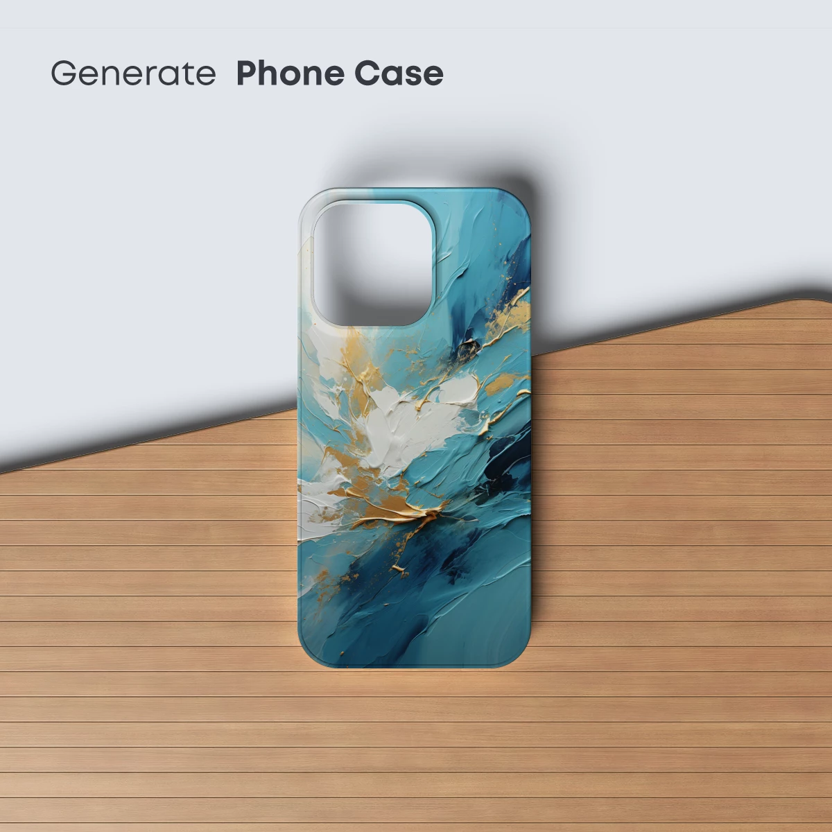 Abstract Ocean Symphony: Teal and Gold Fusion - Image 3