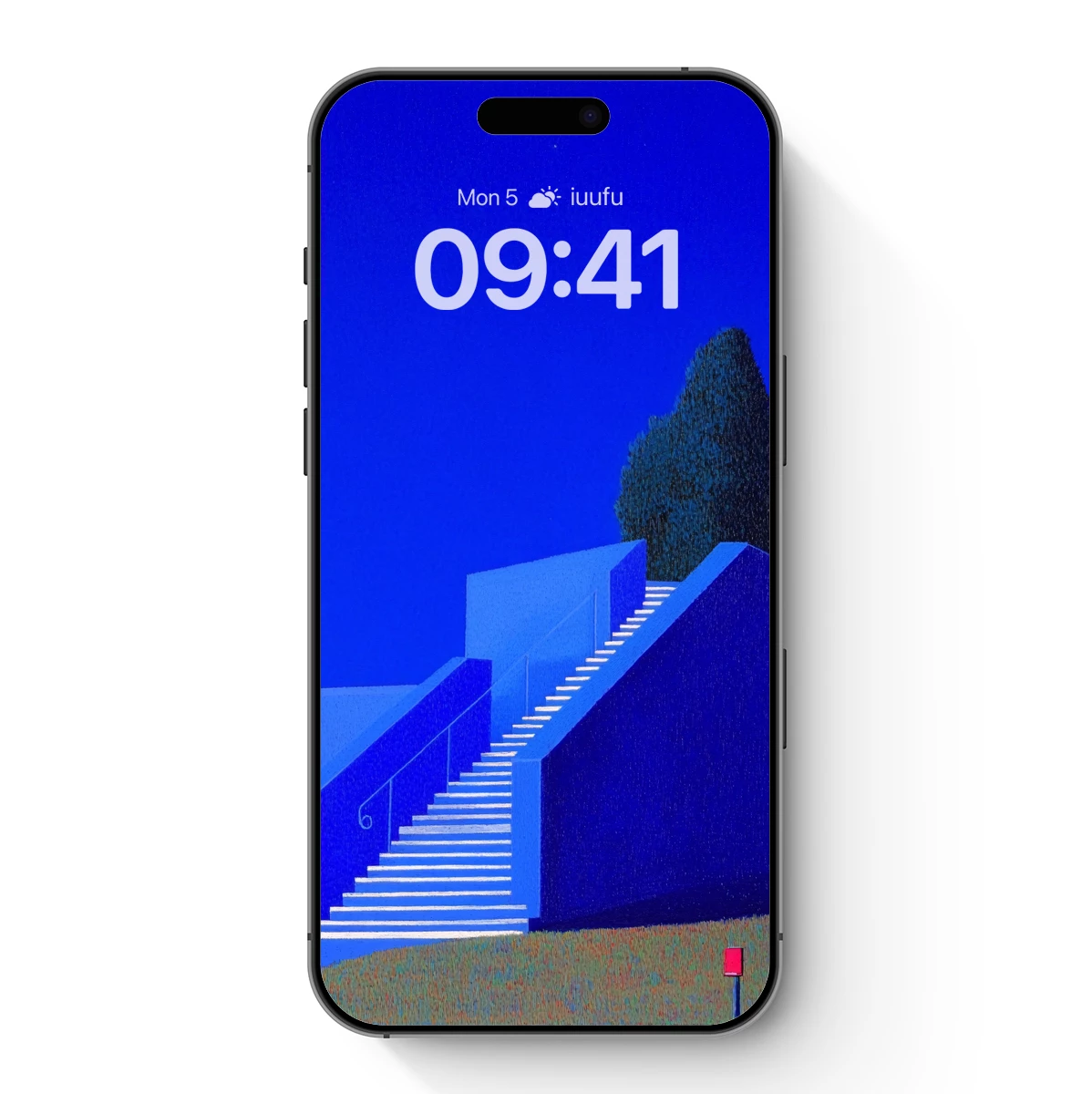 Blue Staircase Elegy: Minimalist Nightfall Blue Staircase Elegy: Minimalist Nightfall