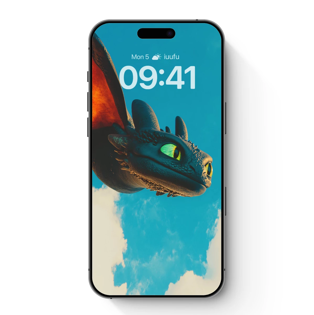 Dragon's Gaze: Mythical Wings Against Azure Skies
