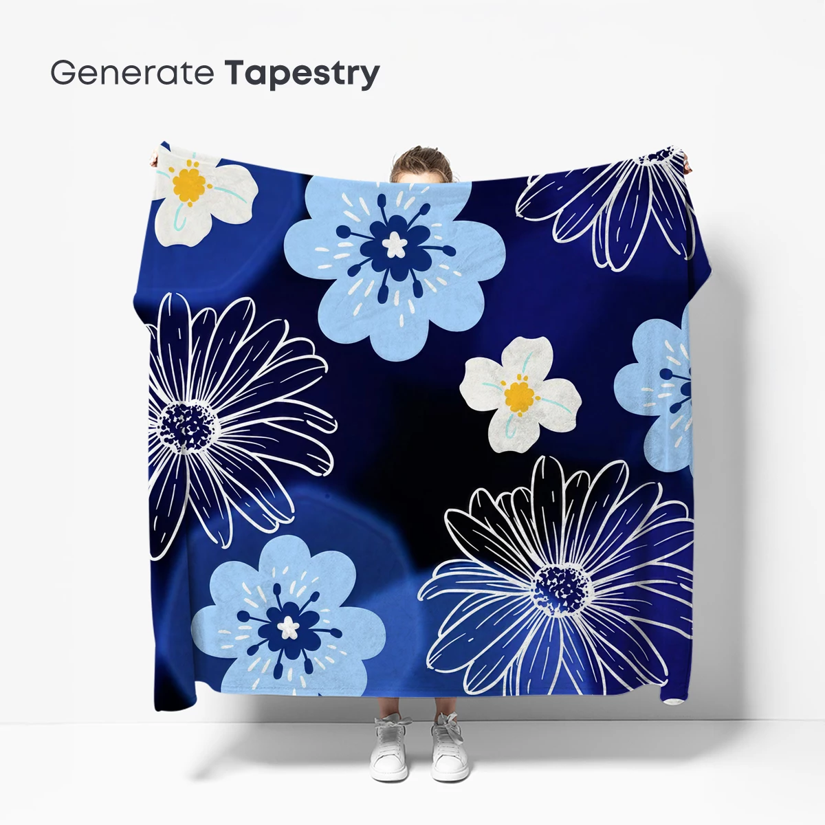 Blue Floral Symphony: Modern Art Blooms - Image 5