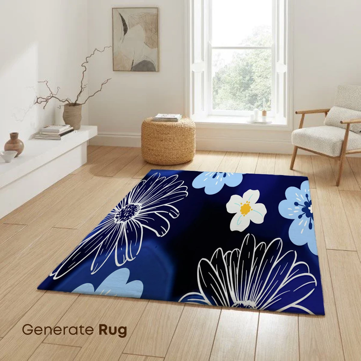 Blue Floral Symphony: Modern Art Blooms - Image 6