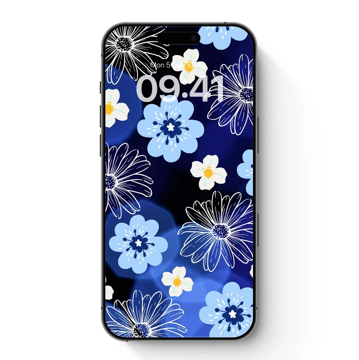 Blue Floral Symphony: Modern Art Blooms