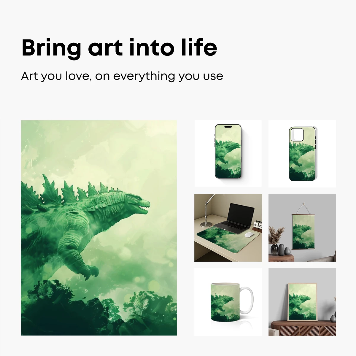 Emerald Dinosaur in Misty Jungle - Image 2