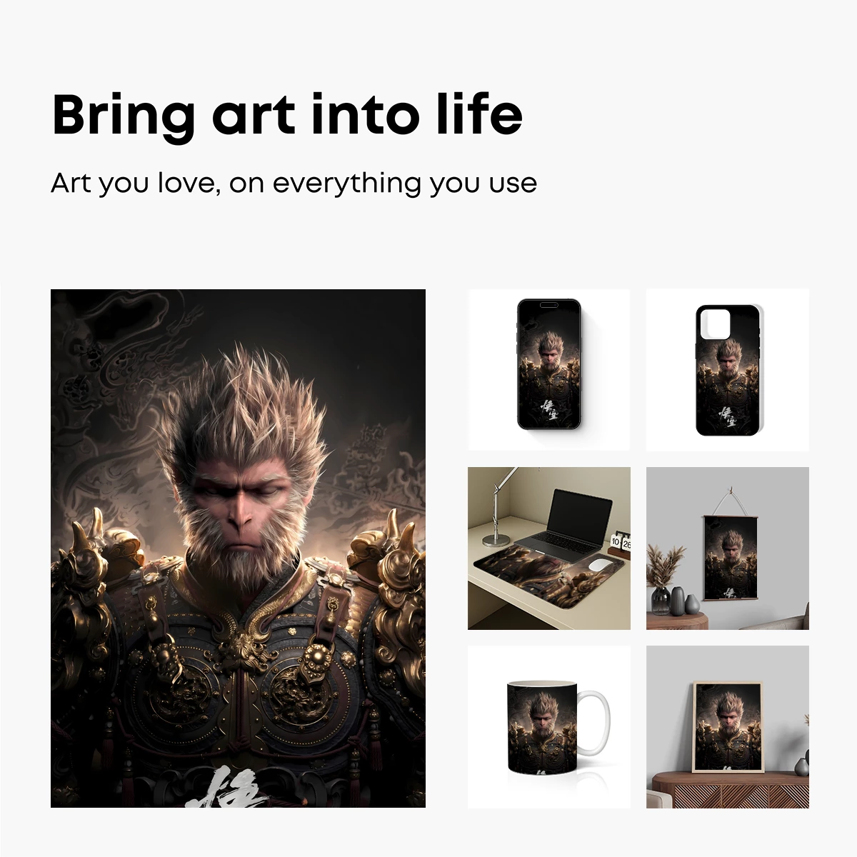 Epic Warrior Monkey: Mythic Armor and Divine Aura - Image 2