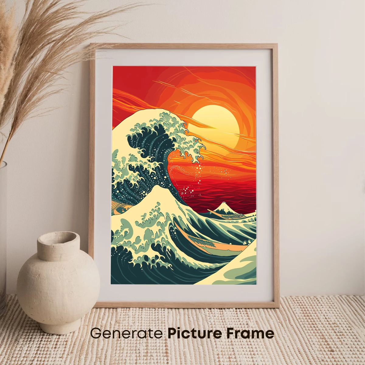 Hokusai's Wave at Sunset: Modern Elegance - Image 7
