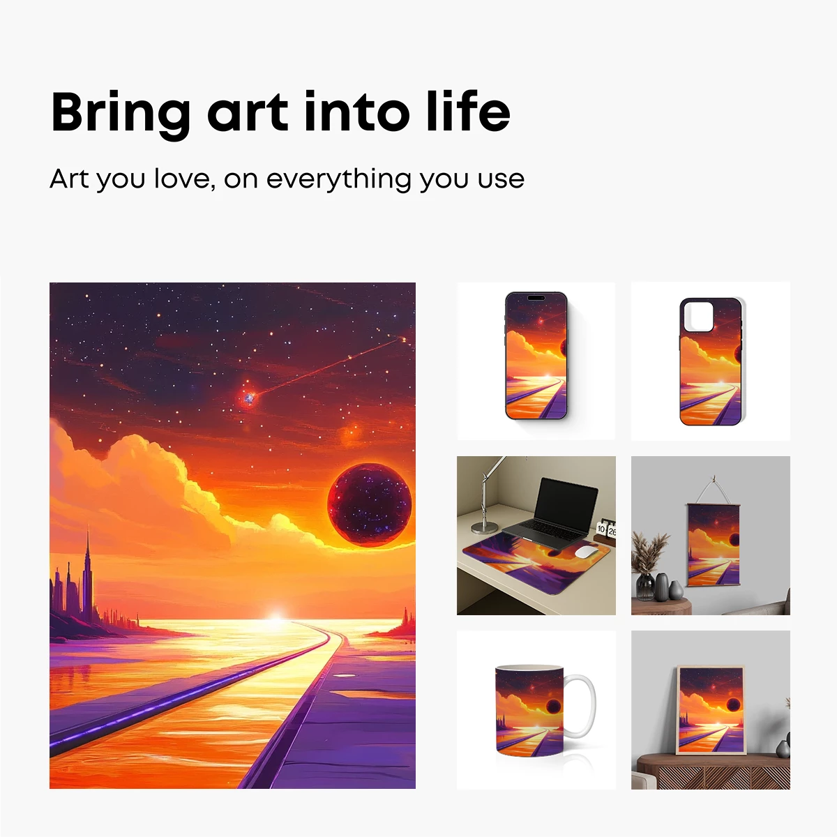 Futuristic Sunset Over Cosmic Cityscape - Image 2