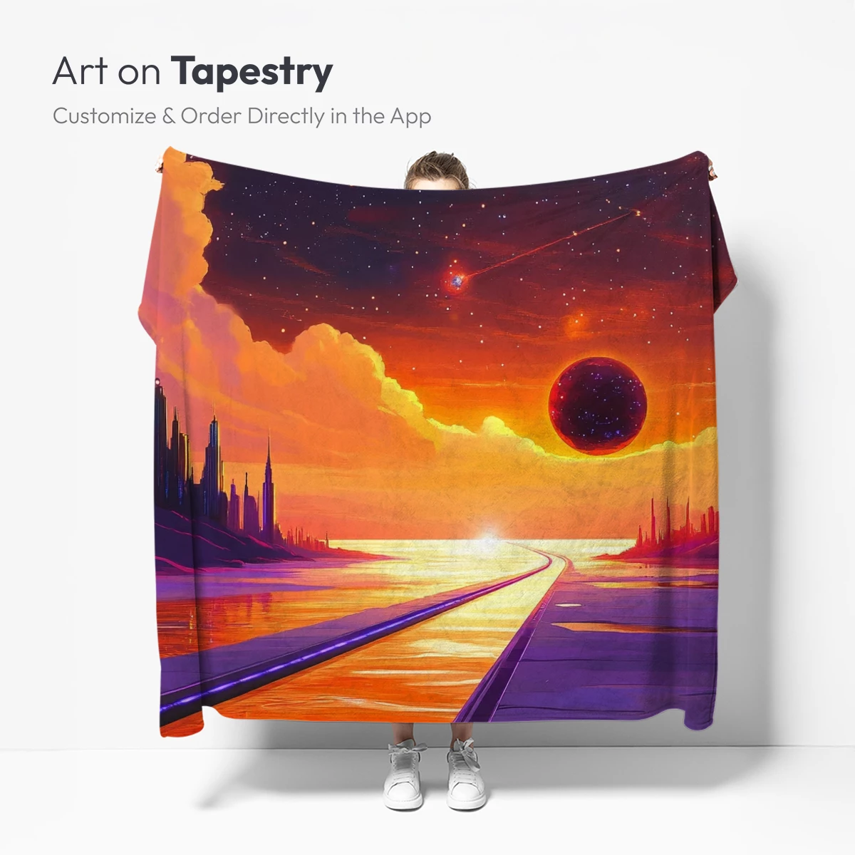 Futuristic Sunset Over Cosmic Cityscape - Image 5