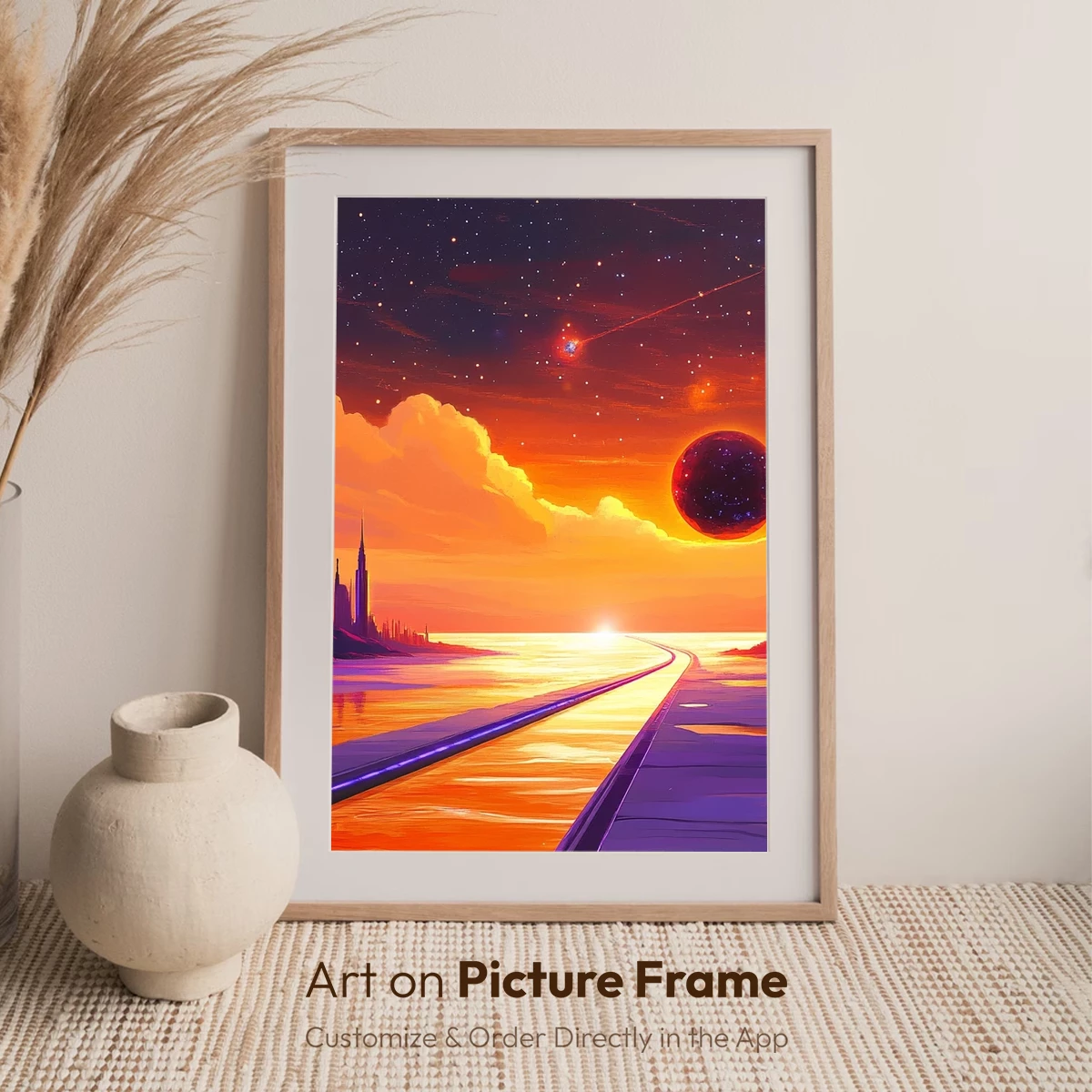 Futuristic Sunset Over Cosmic Cityscape - Image 7