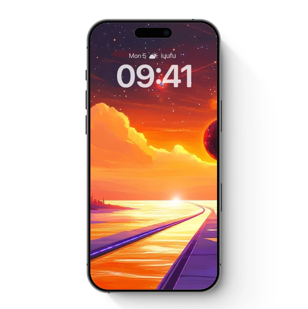 Futuristic Sunset Over Cosmic Cityscape