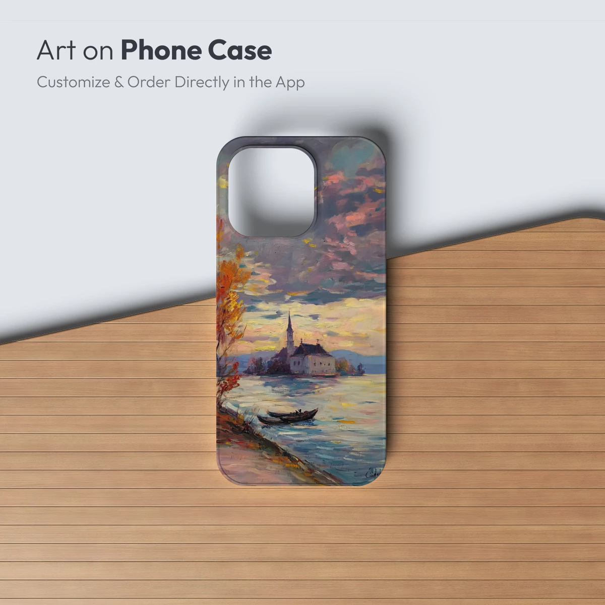 Autumnal Serenity: Church by the Lake - Image 2