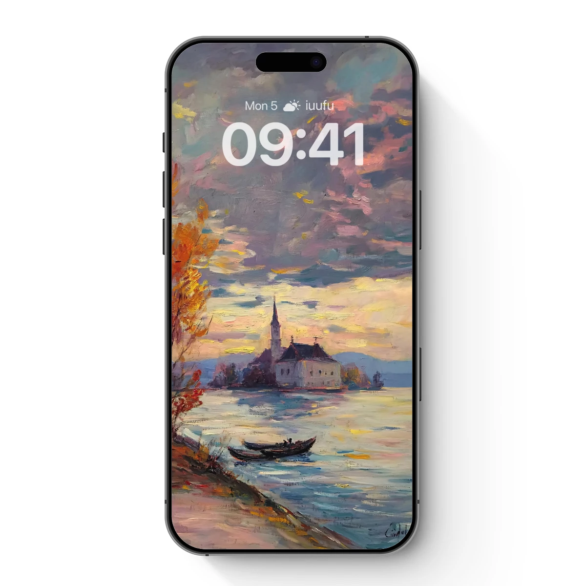 Autumnal Serenity: Church by the Lake - Image 7