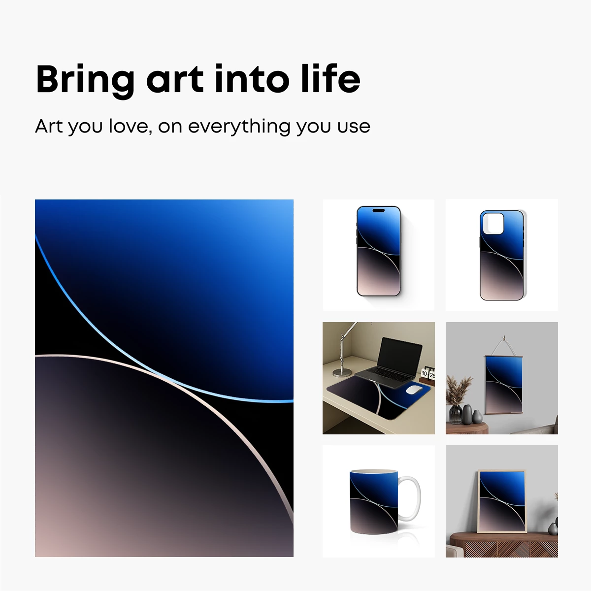 Ethereal Curves: Blue and Gold Harmony - Image 2