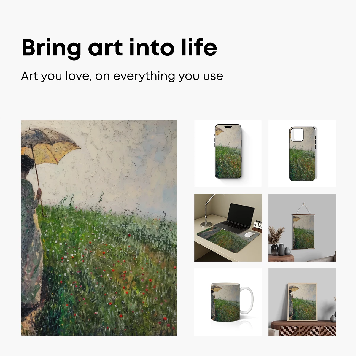 Impressionist Solitude: Woman with Parasol in Poppy Field - Image 2