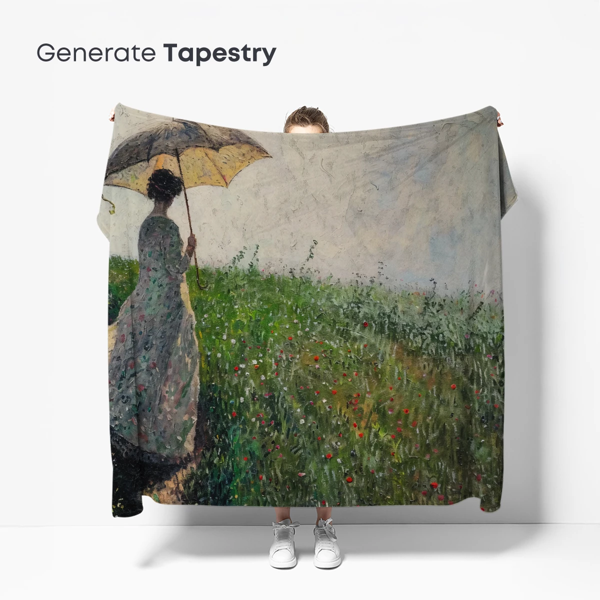 Impressionist Solitude: Woman with Parasol in Poppy Field - Image 5