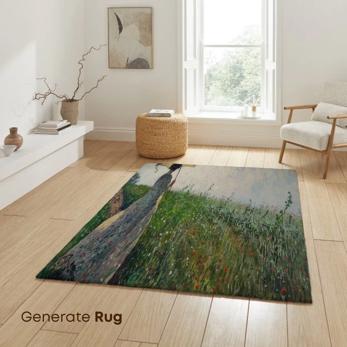 Impressionist Solitude: Woman with Parasol in Poppy Field - Image 6