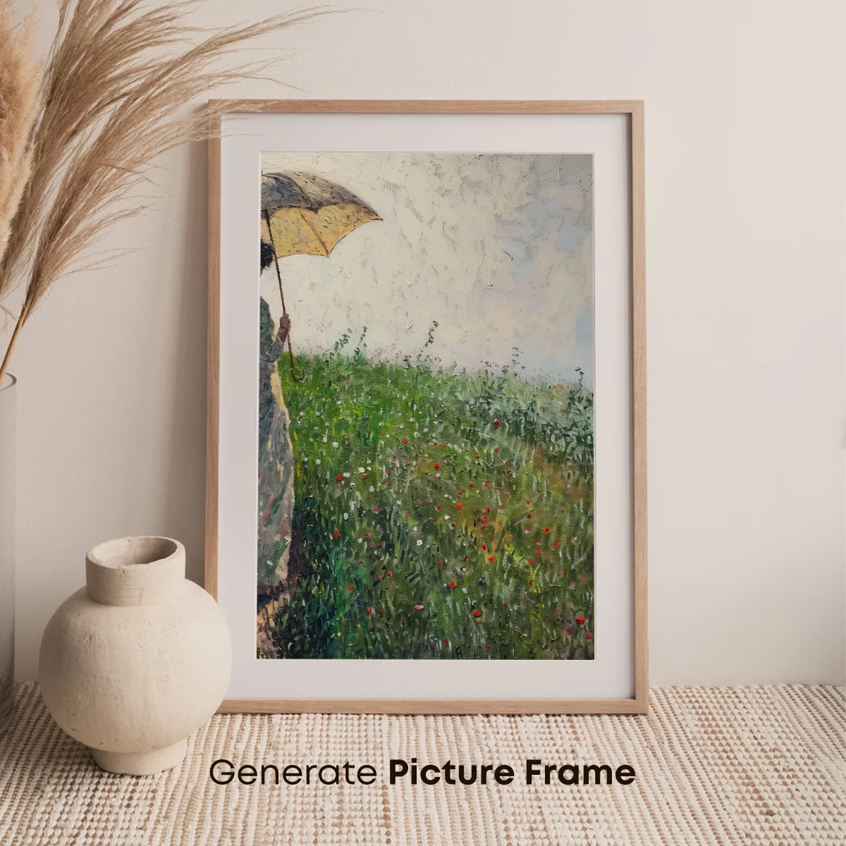 Impressionist Solitude: Woman with Parasol in Poppy Field - Image 7
