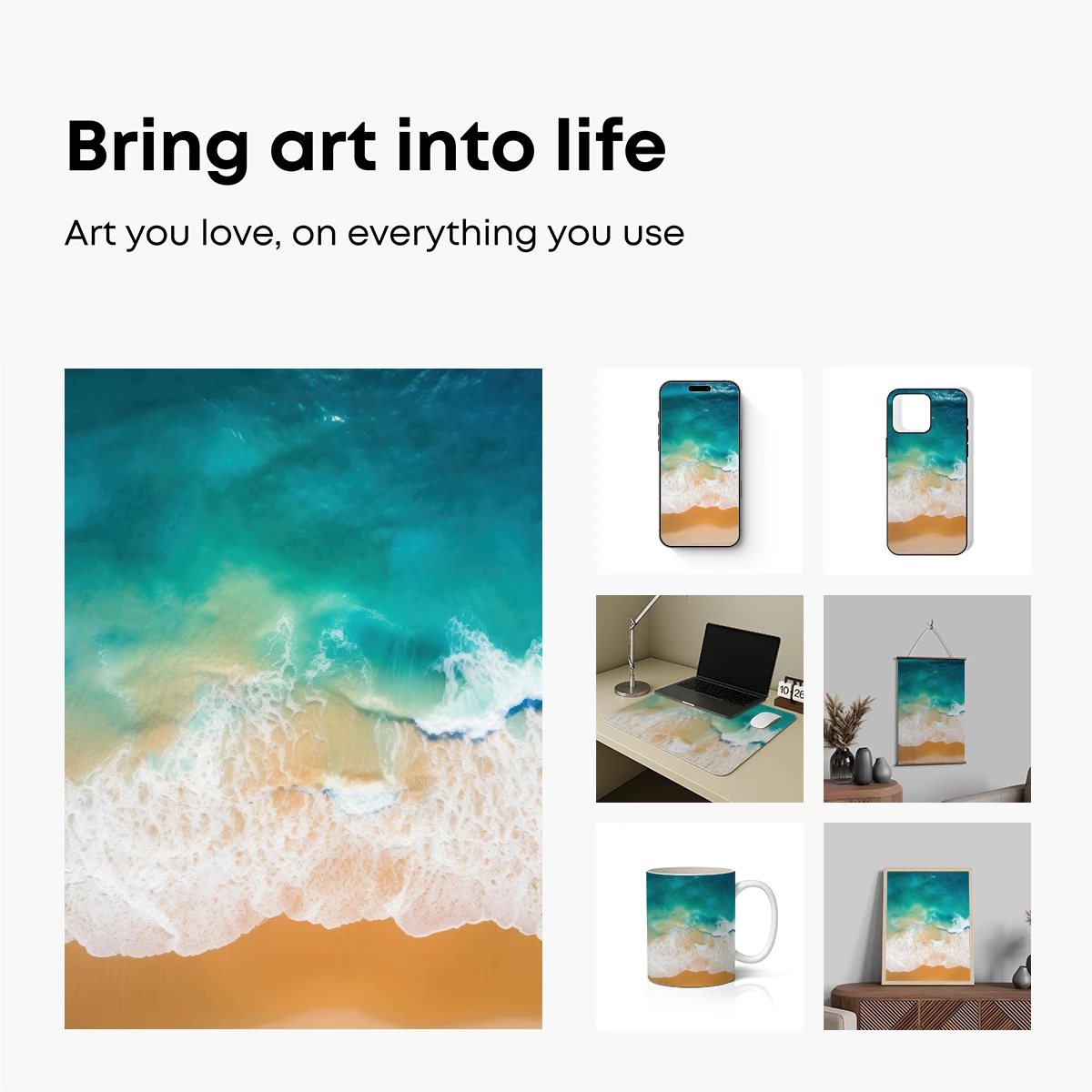 Aerial Serenity: Turquoise Waves Kiss Golden Sands