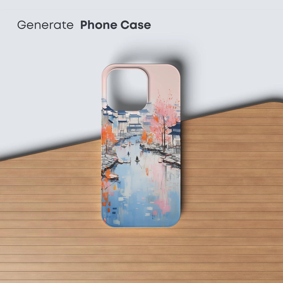 Autumnal Canals: Serene Watercolor Reflections - Image 3