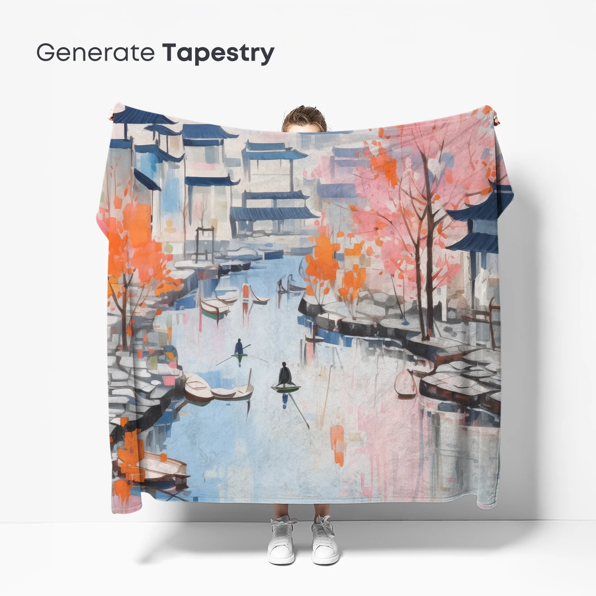 Autumnal Canals: Serene Watercolor Reflections - Image 5