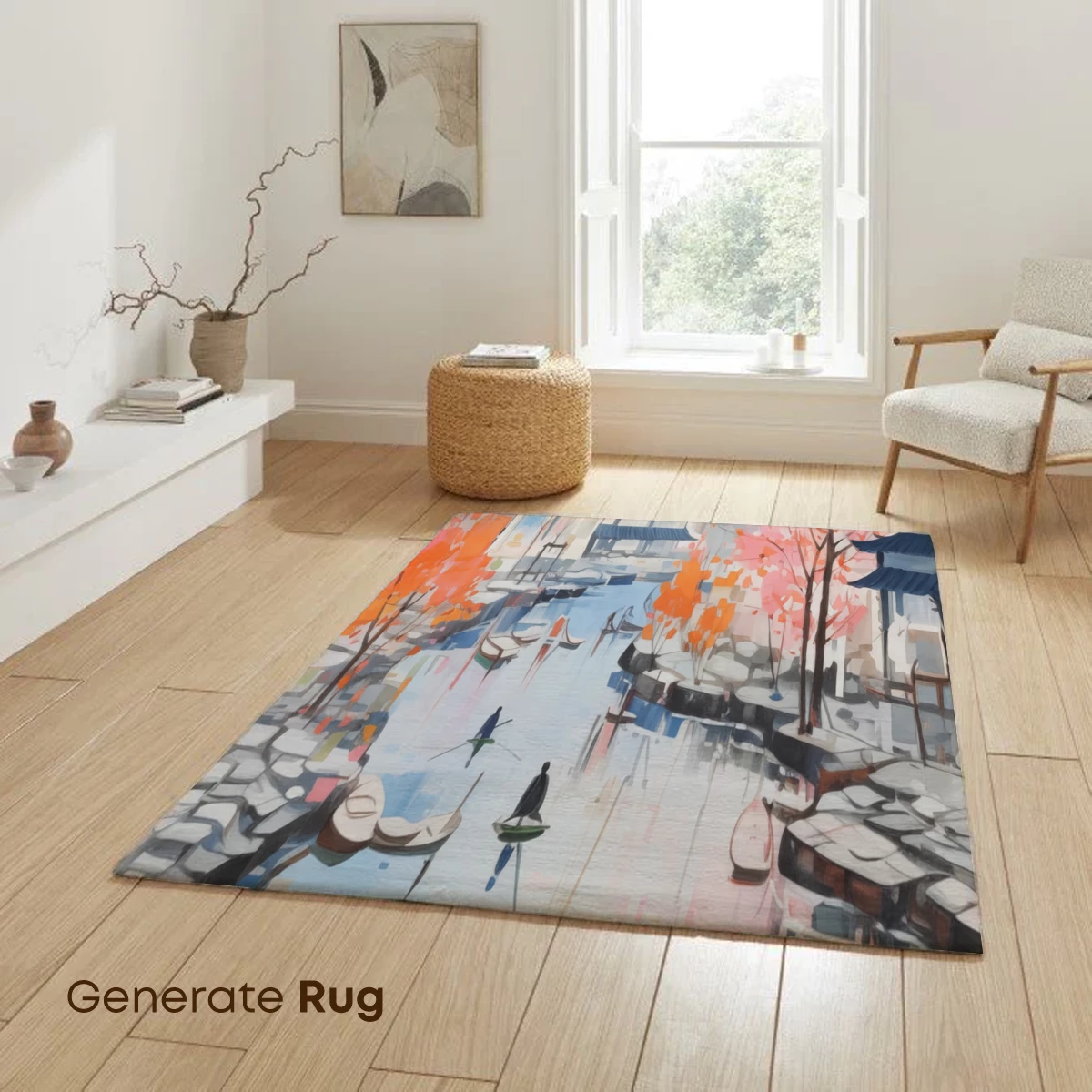 Autumnal Canals: Serene Watercolor Reflections - Image 6