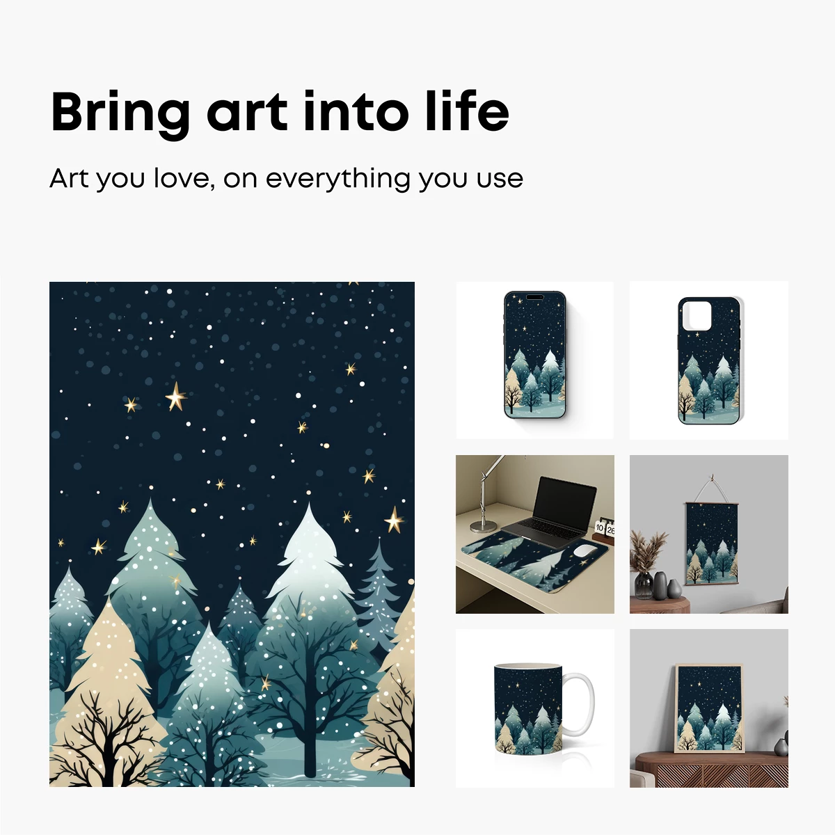 Enchanted Winter Forest Under Starlit Skies - Image 2