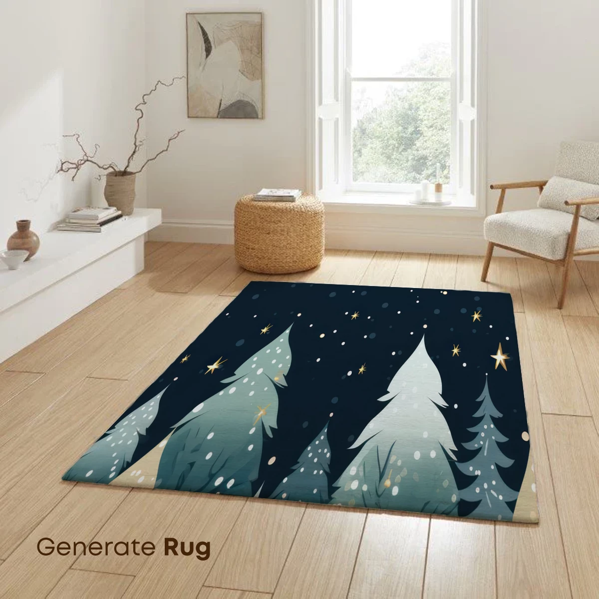 Enchanted Winter Forest Under Starlit Skies - Image 6