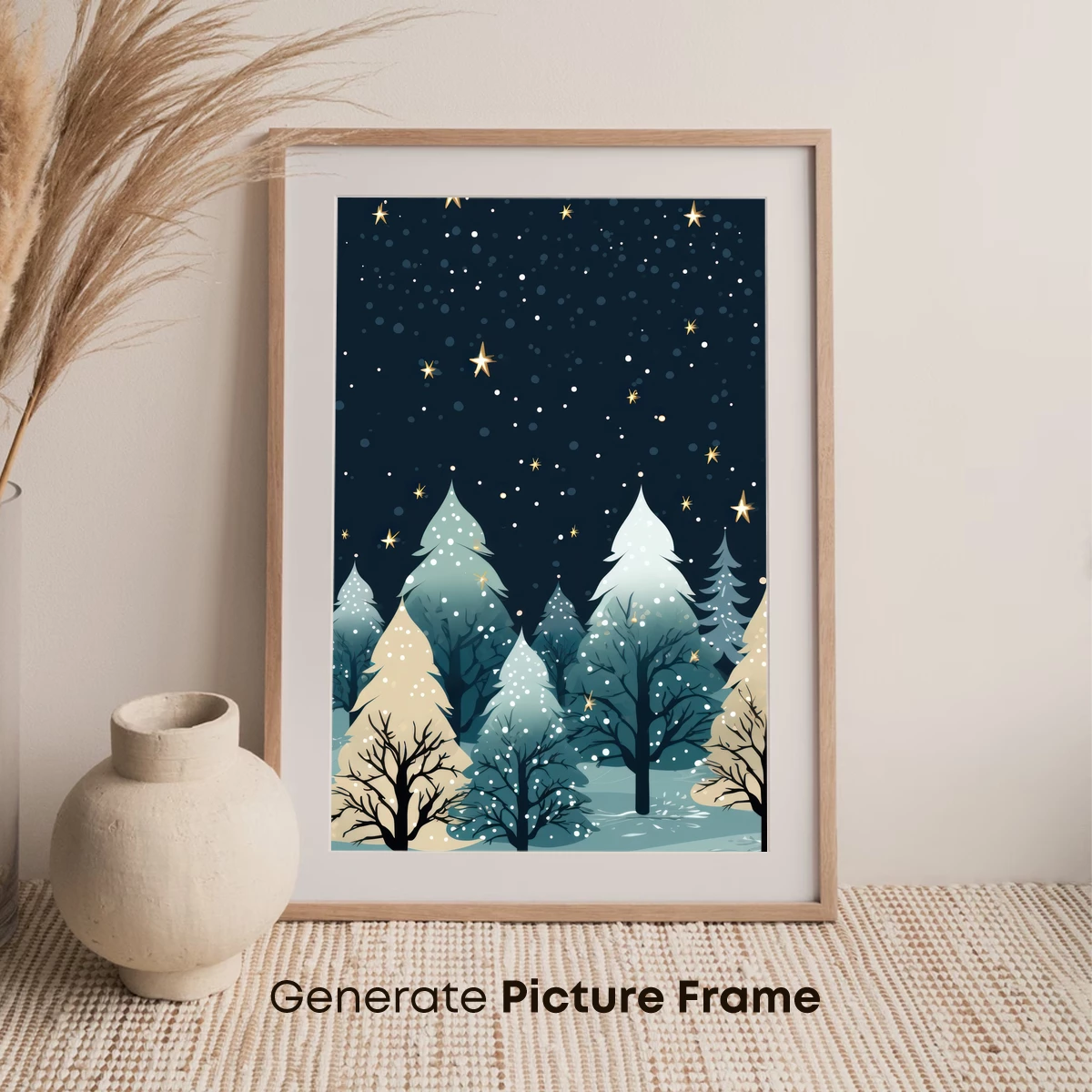Enchanted Winter Forest Under Starlit Skies - Image 7