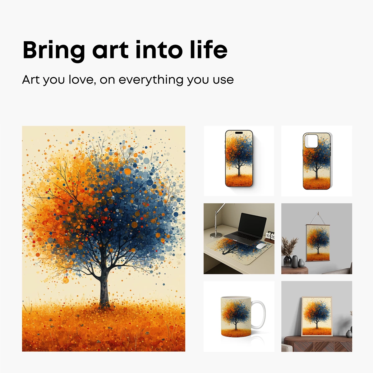 Autumn's Colorful Canopy: A Dot-Painted Tree - Image 2