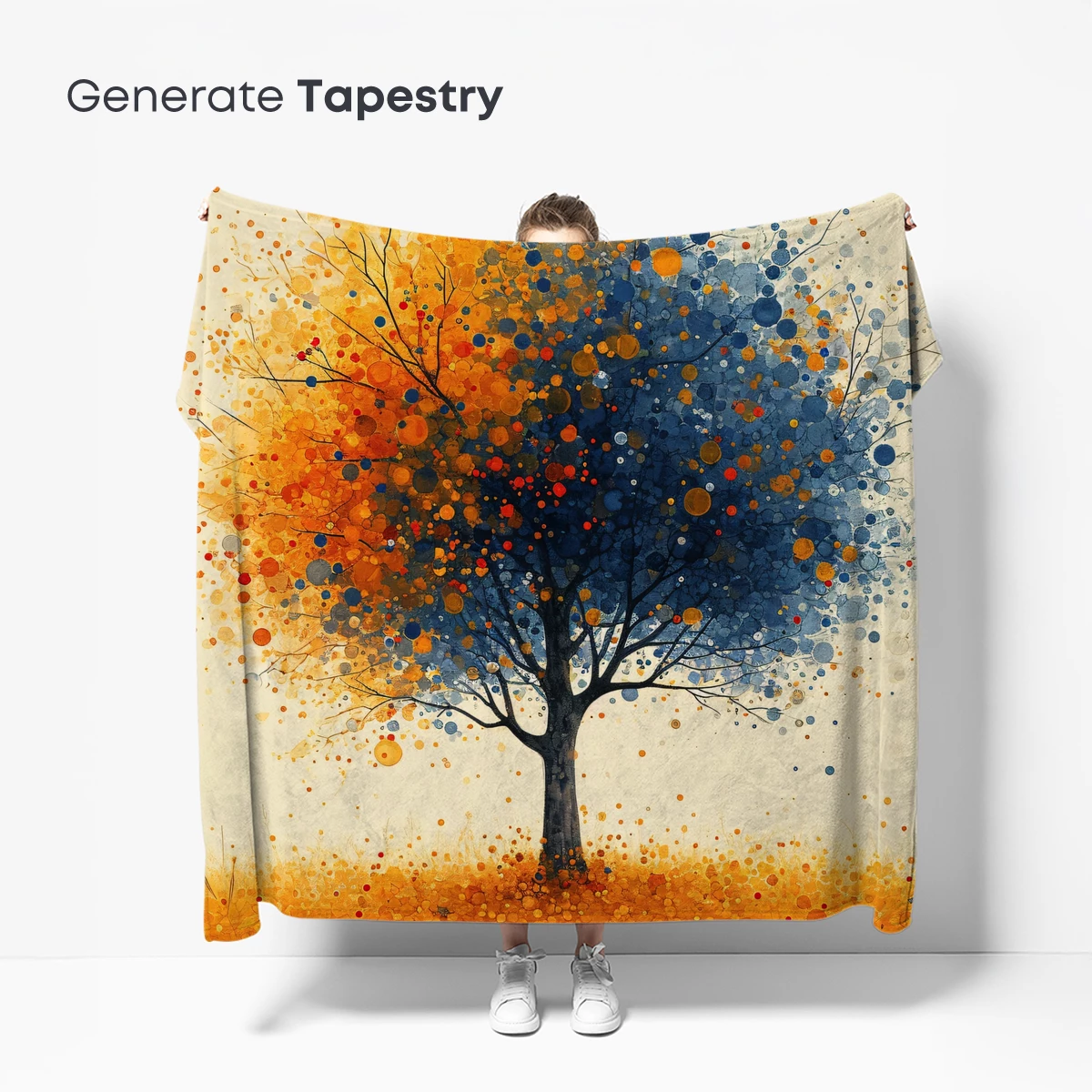 Autumn's Colorful Canopy: A Dot-Painted Tree - Image 5