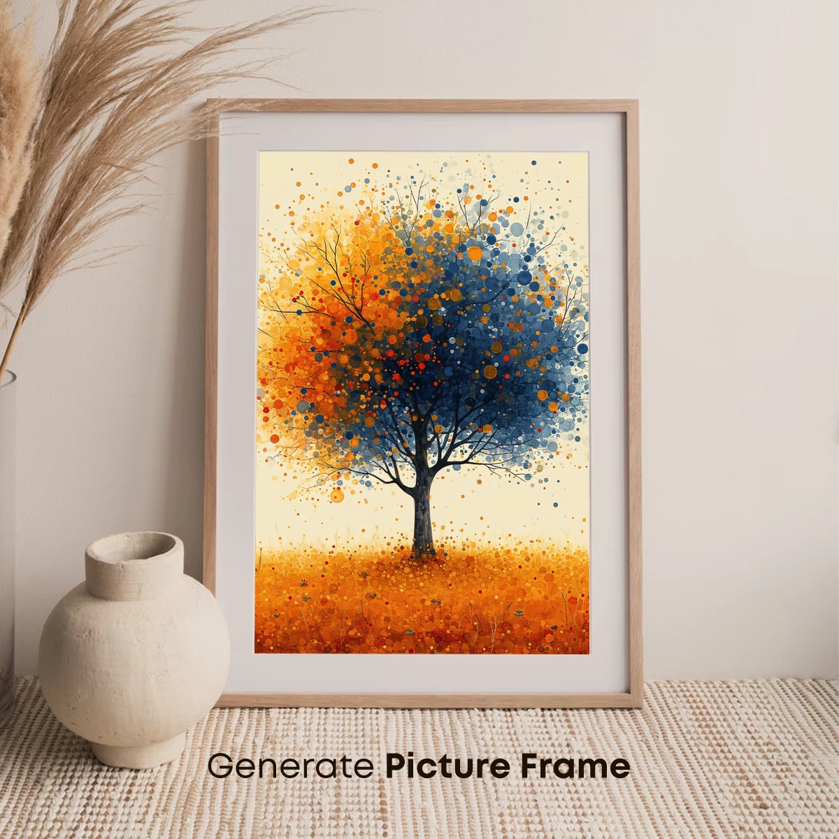 Autumn's Colorful Canopy: A Dot-Painted Tree - Image 7