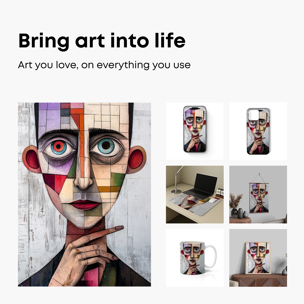 Cubist Face Mosaic: Geometric Portrait Art