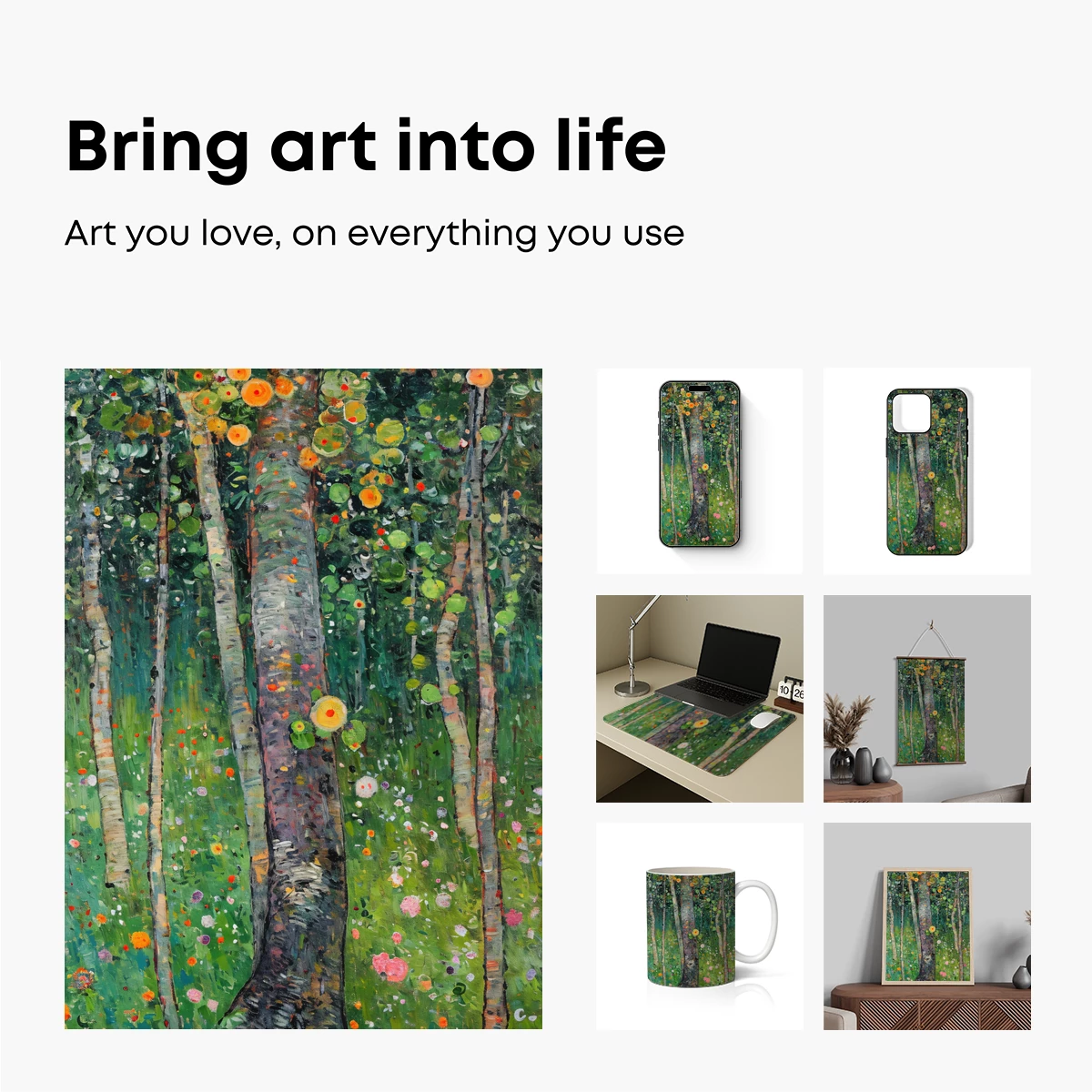 Enchanted Birch Forest: A Floral Symphony - Image 2