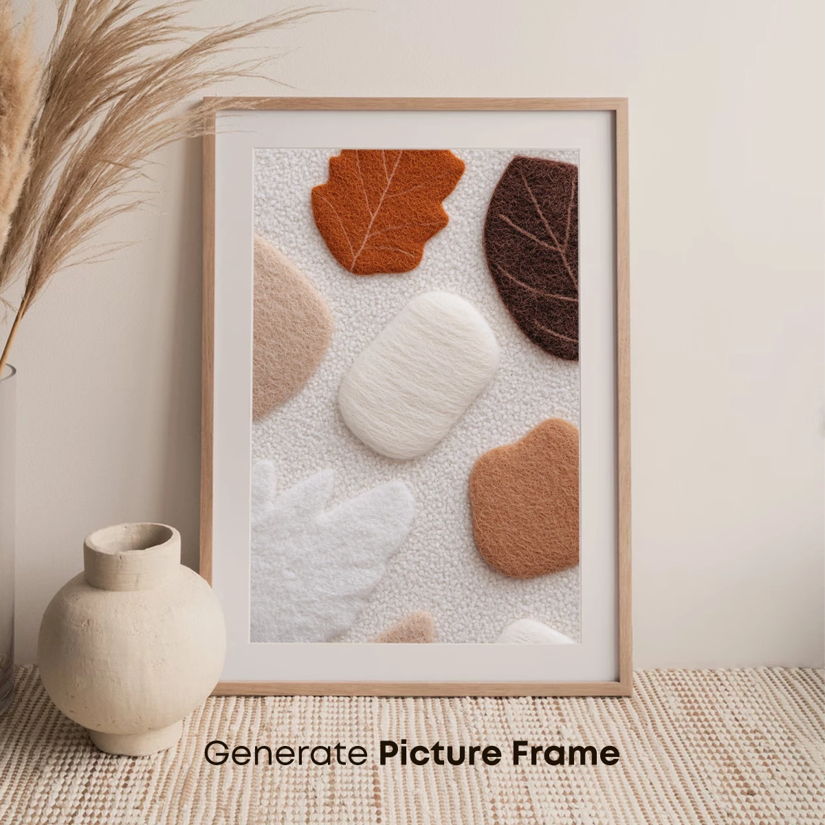 Autumnal Felt Leaves: Textured Warmth - Image 7